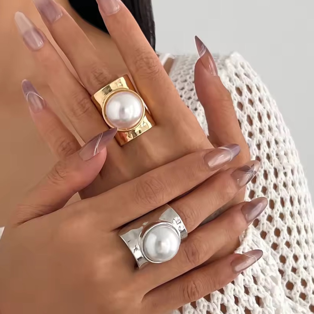 Silver Irregular Sculptural Adjustable Ring With … - image 2